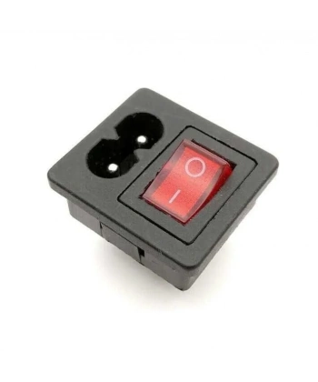 IEC320 2-Pin Erkek Power Soketi - Işıklı Anahtarlı