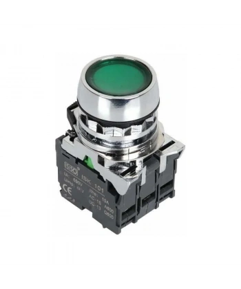 ISM-BW33M5 220V Işıklı Yaylı Metal Buton - Yeşil