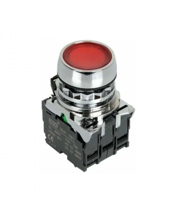 ISM-BW34B5 24V Işıklı Yaylı Metal Buton - Kırmızı