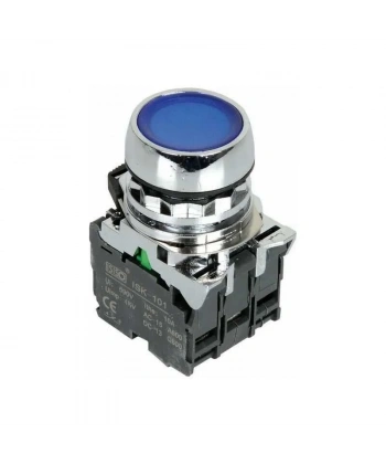 ISM-BW36B5 24V Işıklı Yaylı Metal Buton - Mavi