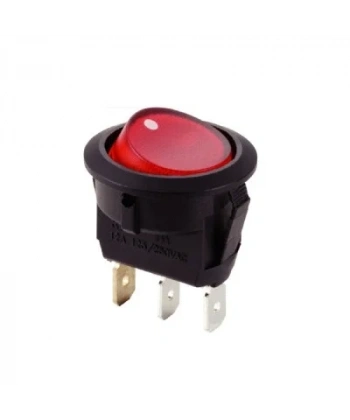 KCD1 Siyah Kırmızı Işıklı On/Off Anahtar 3 Pin