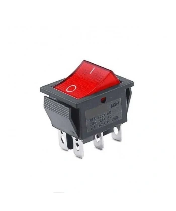 KCD4 Işıklı On/Off Anahtar 6 Pin - Kırmızı