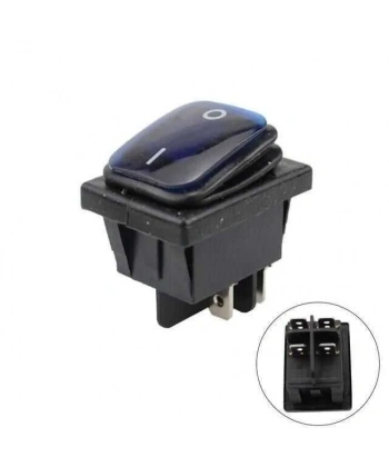 KCD4 Su Geçirmez 30A Mavi Led Işıklı ON-OFF Anahtar 4 Pin