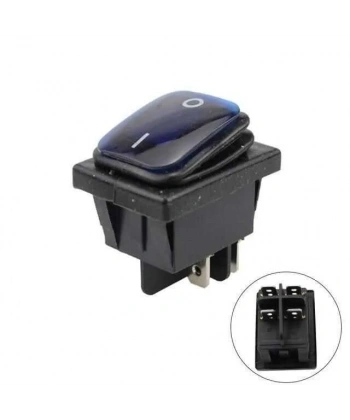 KCD4 Su Geçirmez Mavi Led Işıklı ON-OFF Anahtar 4 Pin