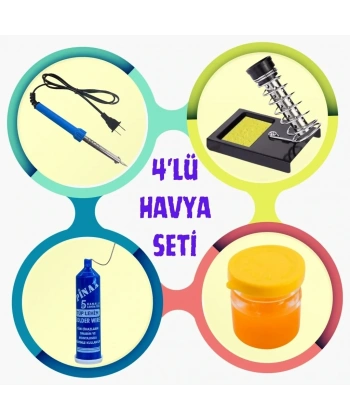 Lehimleme Başlangıç Seti  (30W Havya - Tüp Lehim - Lehim Pastası- Havya Sehpası)