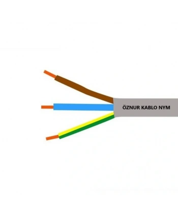 Öznur Kablo 3x2,5 mm NYM (Antigron) Gri 1mt