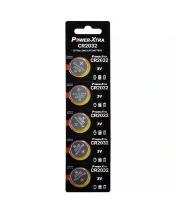 Power-Xtra 3V Lityum Pil CR2032 CR 2032 3V Düğme Pil 5li Kart Paket