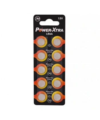 Power-Xtra LR44 1.5V Alkalin Pil 1.5V LR44 Düğme Pil 10lu Kart Paket