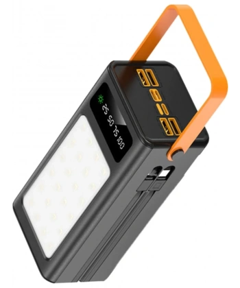 PW-125 Solar Panelli Led Fenerli Dahili Kablolu Powerbank 50.000 mAh
