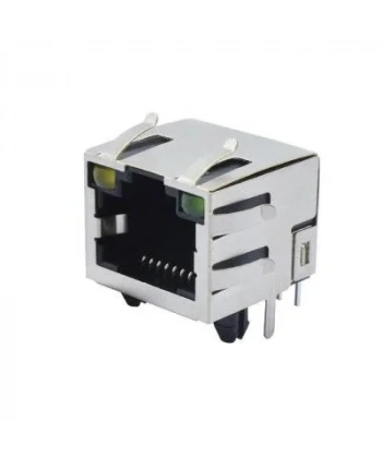 RJ45 8P8C Işıklı Dişi Ethernet Konnektörü - PCB Tipi