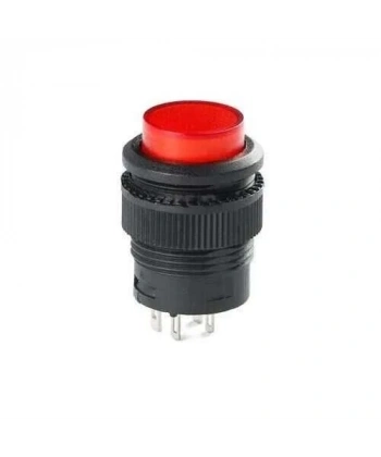 RL16-503B 16MM Plastik 4 Pin Yaylı Buton Kırmızı