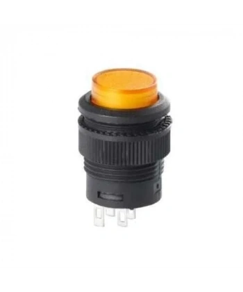 RL16-503B 16MM Plastik 4 Pin Yaylı Buton Sarı
