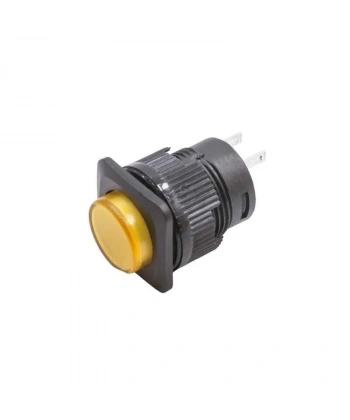 RL16-504B 16MM Plastik 2 Pin Yaylı Buton Sarı