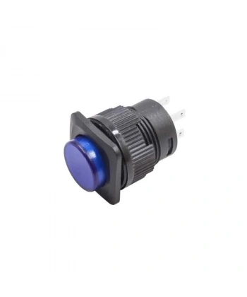 RL16-504B 16MM Plastik 4 Pin Yaylı Buton Mavi