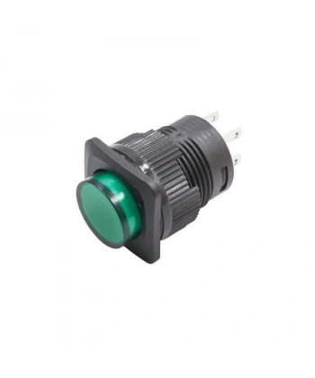 RL16-504B 16MM Plastik 4 Pin Yaylı Buton Yeşil