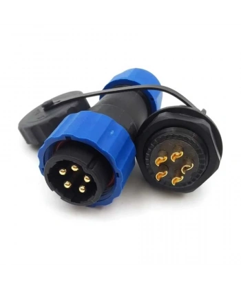 SD20 5 Pin 20mm Su Geçirmez Konnektör Takımı - Panel Tipi