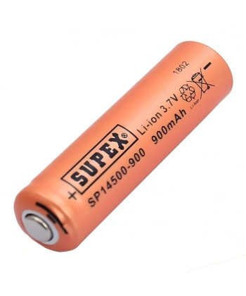 Supex 14500 3.7V 900mAh Li-ion Şarjlı Pil (Başlı)