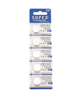 Supex CR1620 3V Lityum Düğme Pil 5li Kart