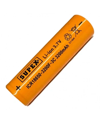 Supex ICR18650 3.7V 3200mAh Li-ion Şarjlı Pil 3C Deşarj Akımı (Başsız)