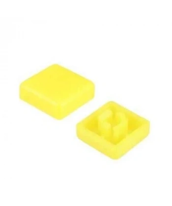 Tact Switch Kapağı Kare Sarı- 10x10x5mm