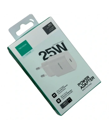 TECHSON 25W Type-C Adaptör Şarj Başlığı Beyaz S10C25B