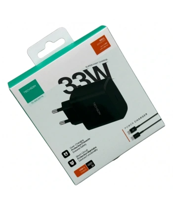 TECHSON 33W Type-C Adaptör + Kablo Şarj Cihazı Siyah S11C33TTS