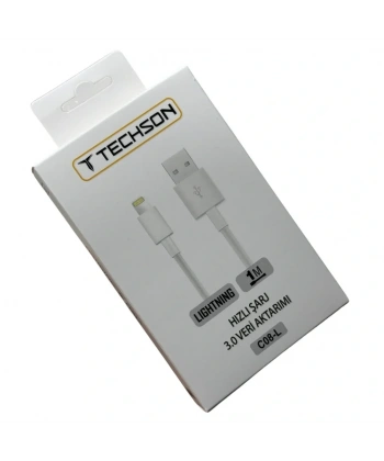 TECHSON Lightning 2.4A Hızlı Şarj Kablo USB 3.0 Veri Aktarımı 1m C08-L