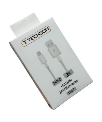 TECHSON Type-C 2.4A Hızlı Şarj Kablo USB 3.0 Veri Aktarımı 1m C08-T