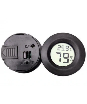 Termometre Nem ölçer Dijital Lcd Ekran Yuvarlak Siyah