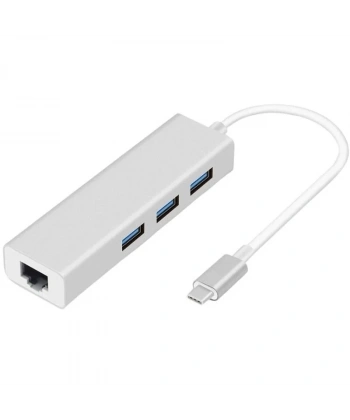 Type-C Hub 3 Port USB 3.0 Çoklayıcı + 1000 Mpbs Ethernet Çevirici