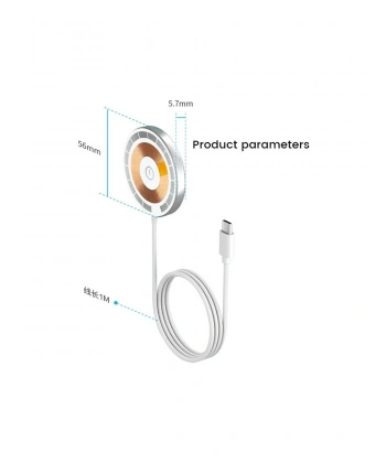 W2 2in1 Transparan 15W Wireless USB-A+C Girişli Kablosuz Şarj Aleti