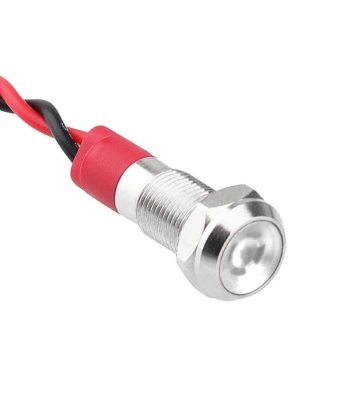 WD06L-P2 6mm 12-24V Kablolu Metal Sinyal Lambası - Beyaz