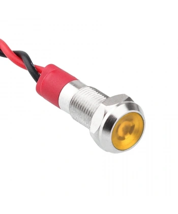 WD06L-P2 6mm 12-24V Kablolu Metal Sinyal Lambası - Sarı