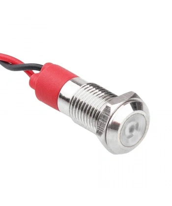 WD08L-P2 8mm 12-24V Kablolu Metal Sinyal Lambası - Beyaz