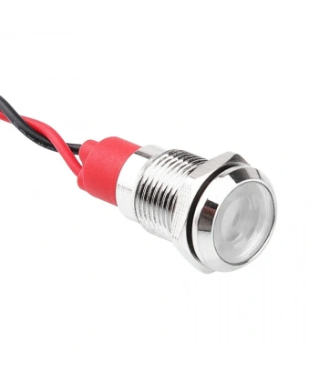 WD10L-P2 10mm 12-24V Kablolu Metal Sinyal Lambası - Beyaz