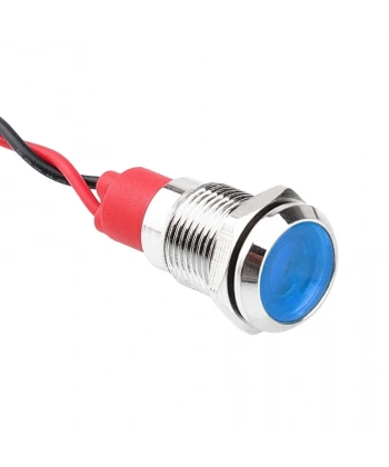 WD10L-P2 10mm 12-24V Kablolu Metal Sinyal Lambası - Mavi