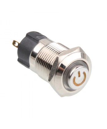 WD12A-G1-C 12mm Çıkık Yaylı Işıklı Power Metal Buton - Sarı