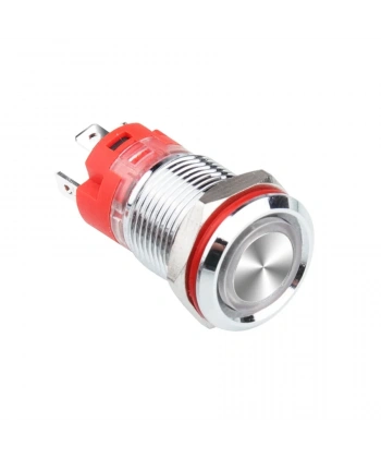 WD12D-P1-E 12mm Düz Yaylı Işıklı Metal Buton - Sarı