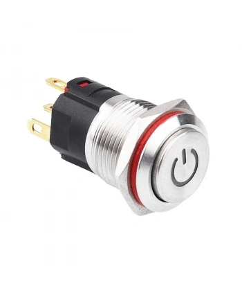 WD16A-G1-C 16mm Çıkık Yaylı Işıklı Power Metal Buton - Beyaz