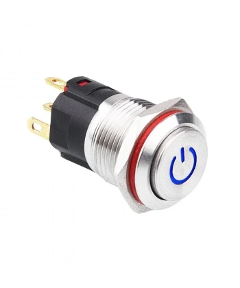 WD16A-G1Z-C 16mm Çıkık Anahtarlı Işıklı Power Metal Buton - Mavi