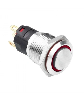 WD16A-G1Z-E 16mm Çıkık Anahtarlı Işıklı Metal Buton - Kırmızı