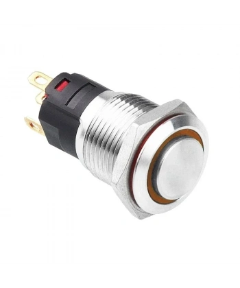 WD16A-G1Z-E 16mm Çıkık Anahtarlı Işıklı Metal Buton - Sarı