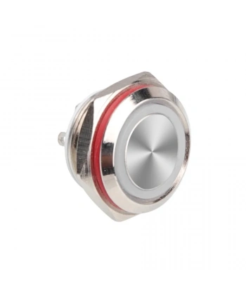 WD16C1-Pin-P1-E 16mm Düz Yaylı Işıklı Metal Buton - Beyaz