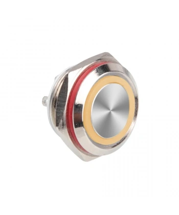 WD16C1-Pin-P1-E 16mm Düz Yaylı Işıklı Metal Buton - Sarı
