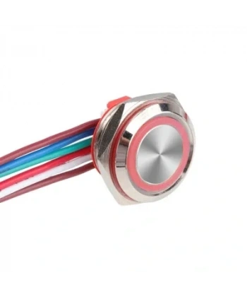 WD16C1-Wired-P1-E 16mm Düz Yaylı Kırmızı Işıklı Metal Buton - Kablolu