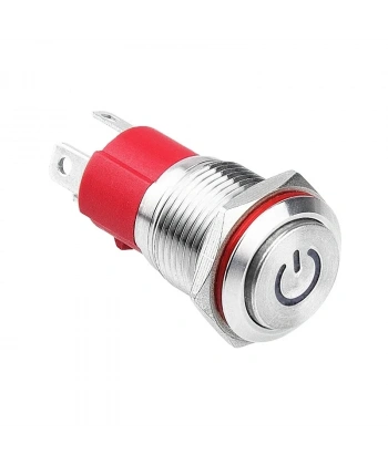 WD16D-G1-C 16mm Çıkık Yaylı Işıklı Power Metal Buton - Beyaz