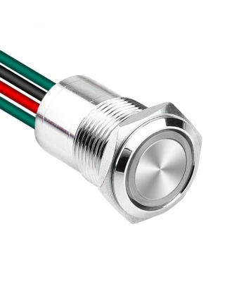 WD16D1-P2Z-E 16mm Straight Key Illuminated Metal Button with Cable - White