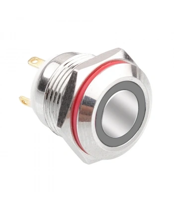 WD16H-P1-E 16mm Düz Yaylı Işıklı Metal Buton - Beyaz