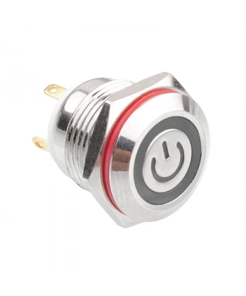 WD16H-P1-EC 16mm Düz Yaylı Işıklı Power Metal Buton - Beyaz