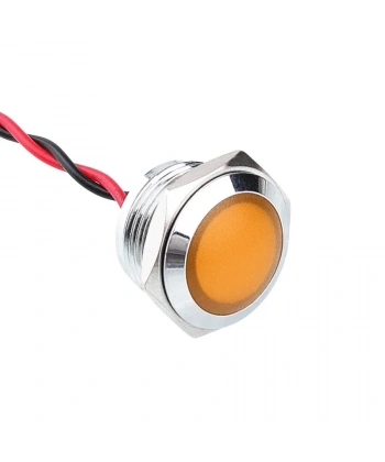WD16L-P2 16mm 12-24V Kablolu Metal Sinyal Lambası - Sarı